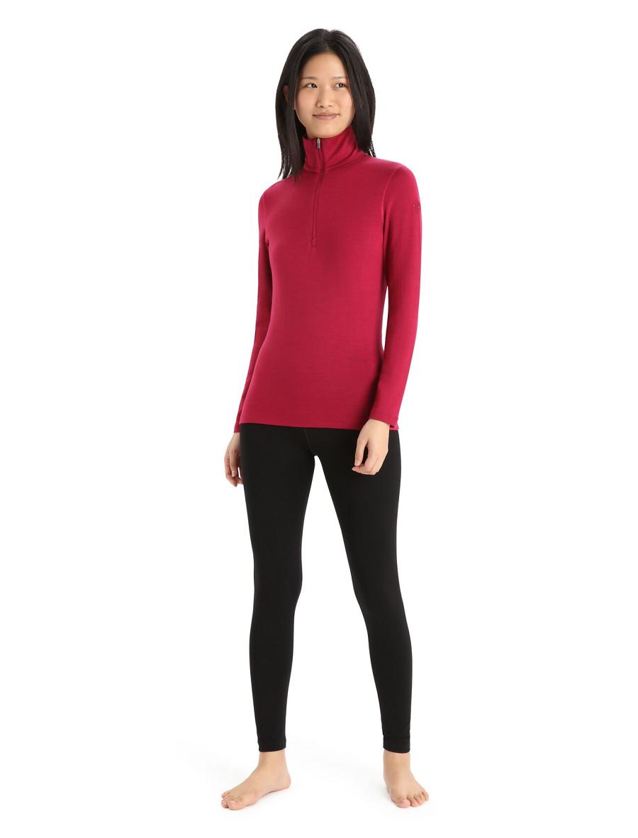 Cherry Icebreaker Merino 260 Tech Long Sleeve Half Zip Thermal Top Women's Base Layers | AU 1913SGLO